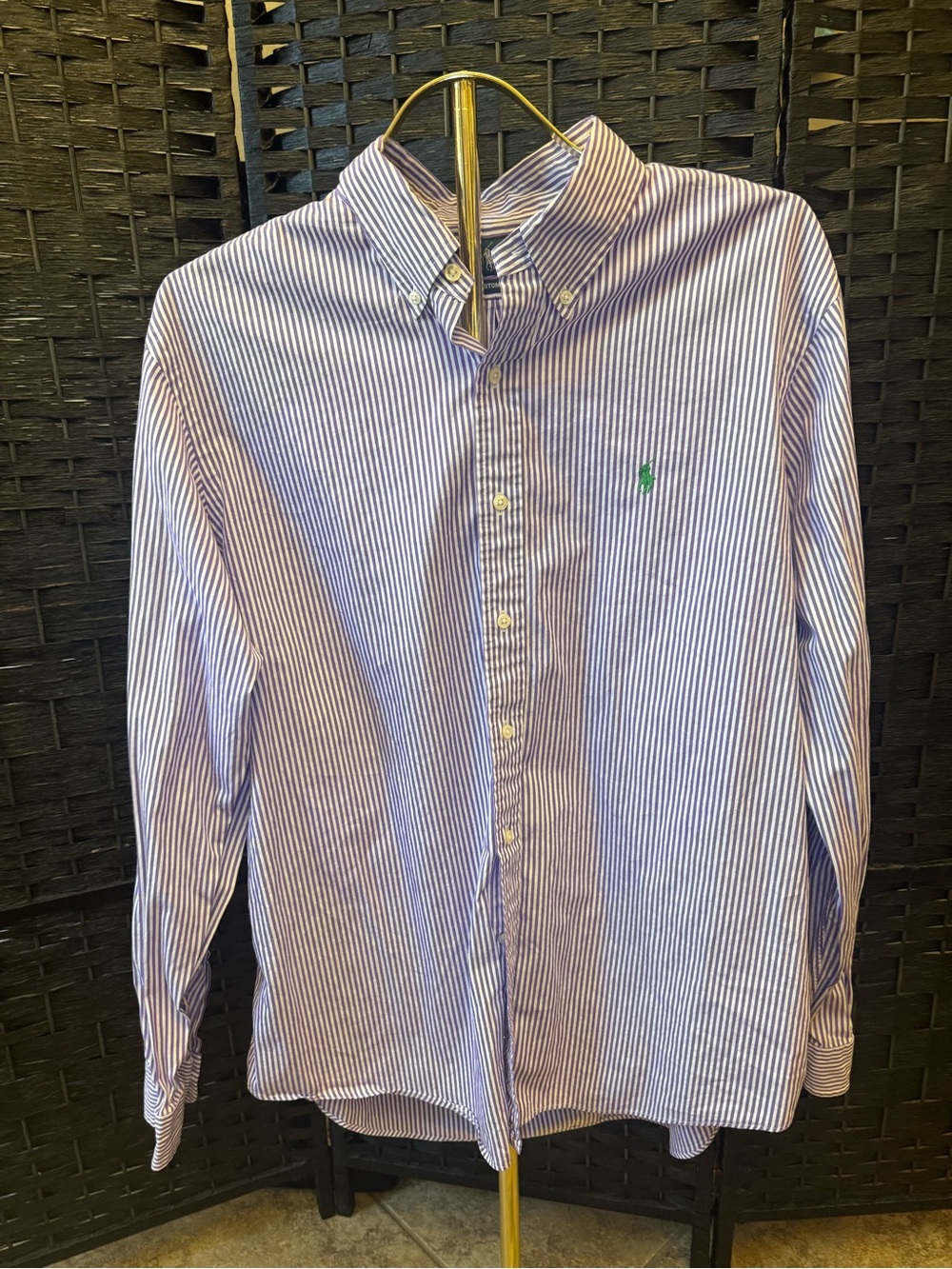 Ralph Lauren Blue & White Striped Button-Down Shirt